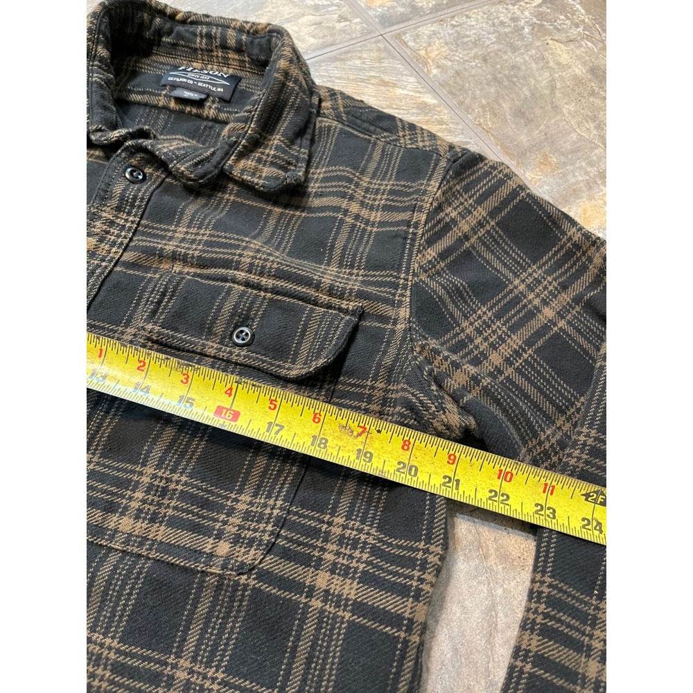 Filson Vintage Flannel Work Shirt Mens M Black Olive Plaid Button Down - Picture 7 of 8